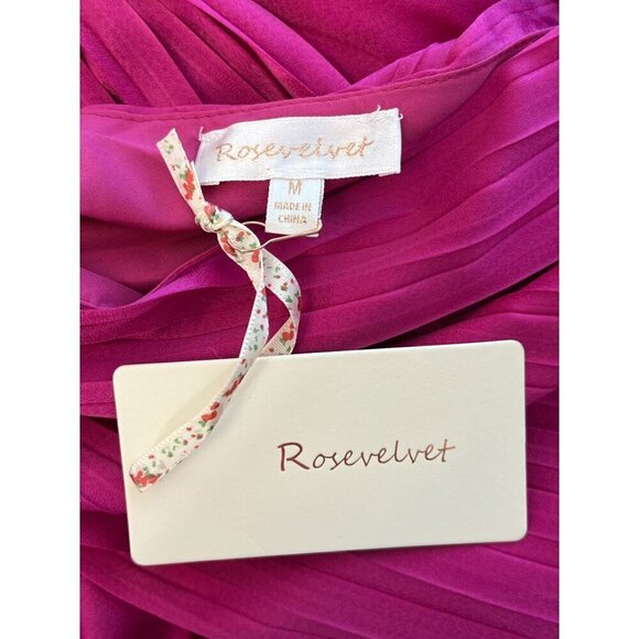 Rosevelvet Magenta One-Shoulder Pleated Cutout Midi Dress NWT Medium - Picture 5 of 10